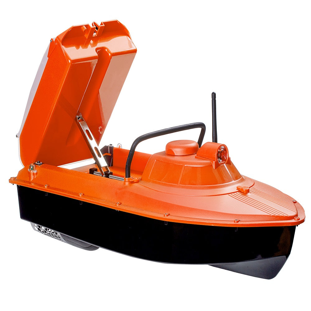 JABO2BG-orange auto navigation fish finder bait boat 16 feeding points and 11 languages