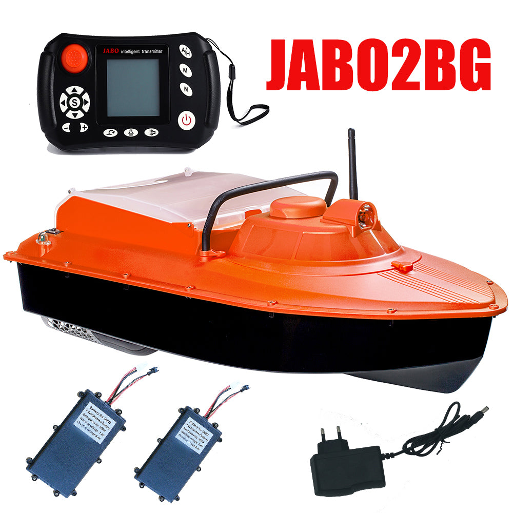 JABO2BG-orange auto navigation fish finder bait boat 16 feeding points and 11 languages