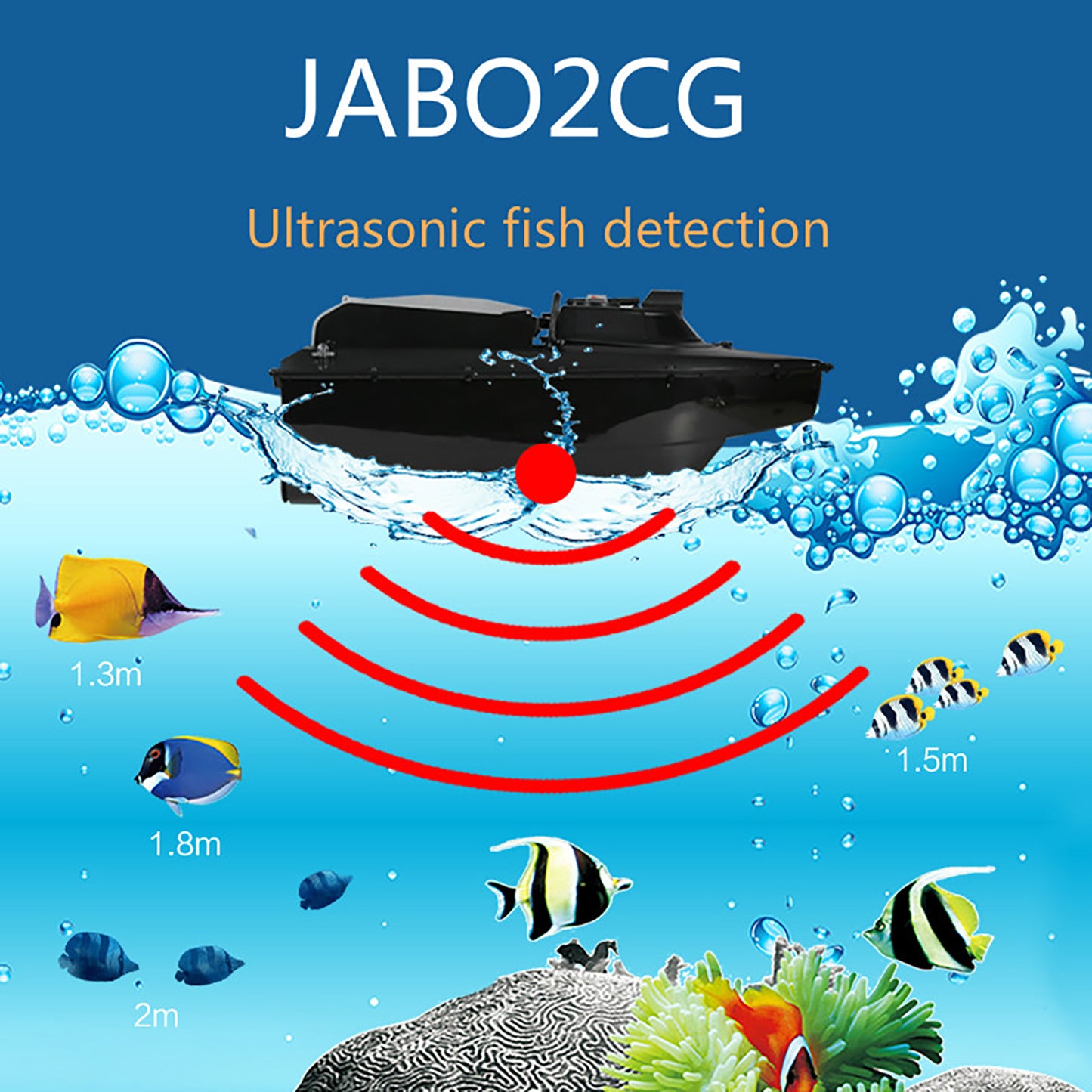 JABO2CG GPS Auto Navigation Fish Finder Bait Boat 16 Points in 11 Languages