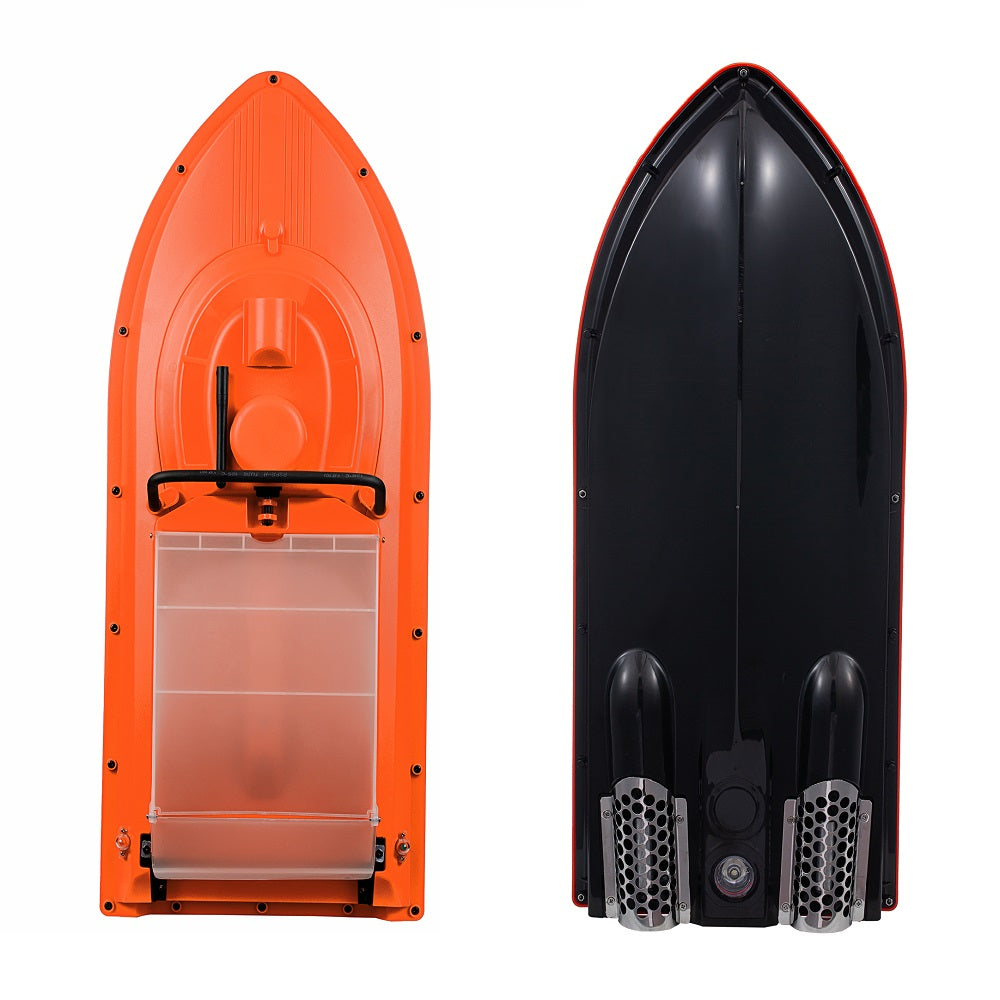 JABO2BG-orange auto navigation fish finder bait boat 16 feeding points and 11 languages