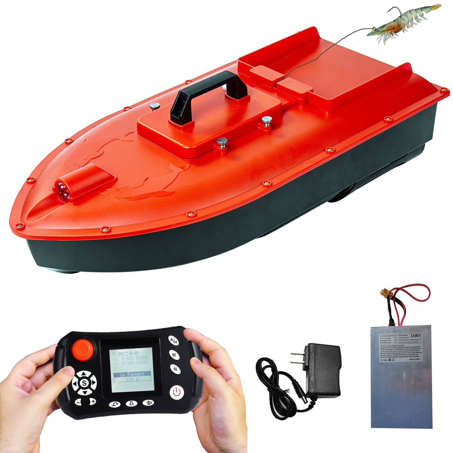 Jabo Dolphin High Speed RC Saltwater Fishing Surfer Bait Boat for Beach Fishing with Waterproof Hull,GPS Auto Return