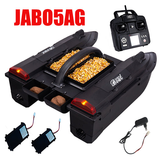 JABO5AG Bait Boat with Auto navigation fish finder  4 bait silos Memorize 32 bait points 11 languages
