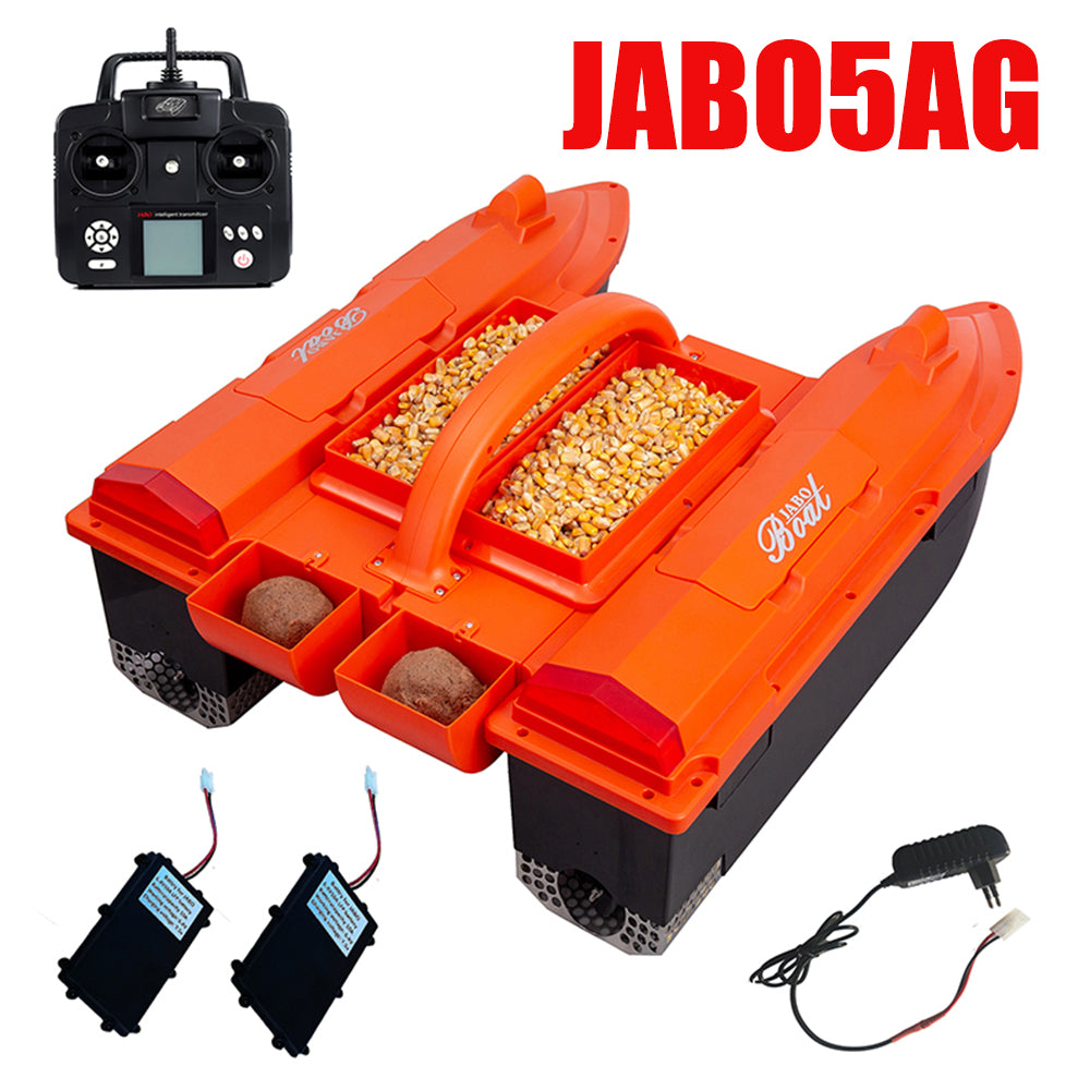 JABO5AG- orange Bait Boat-orange with Auto navigation fish finder  4 bait silos Memorize 32 bait points 11 languages