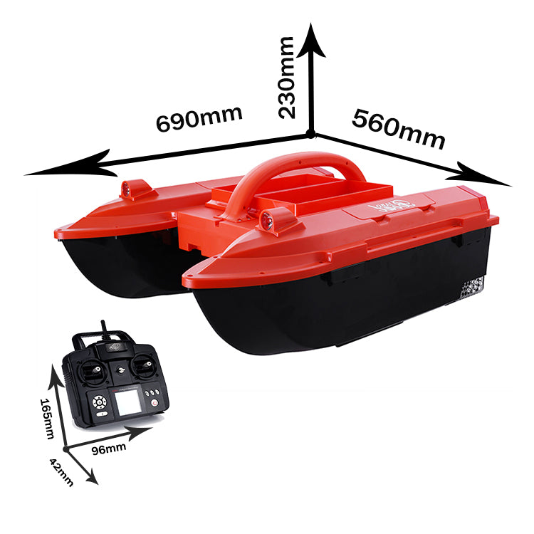 JABO5AG- orange Bait Boat-orange with Auto navigation fish finder  4 bait silos Memorize 32 bait points 11 languages