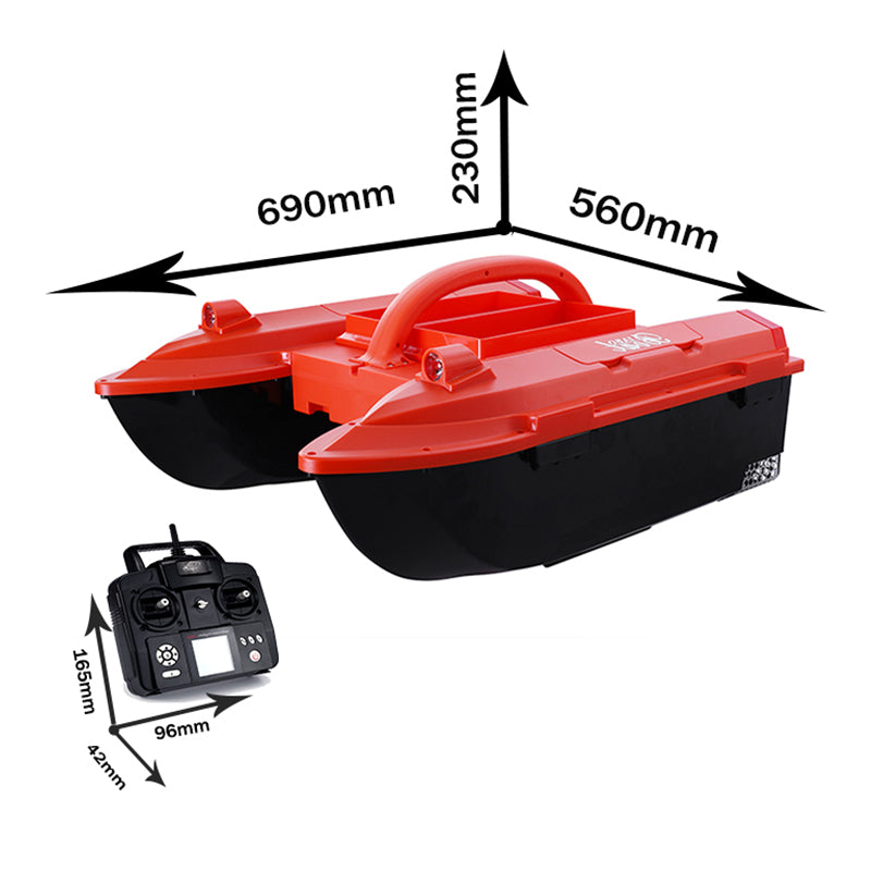 JABO5CG-orange backpack Bait Boat Auto navigation fish finder 4 bait silos Memorize 32 bait points 11 languages