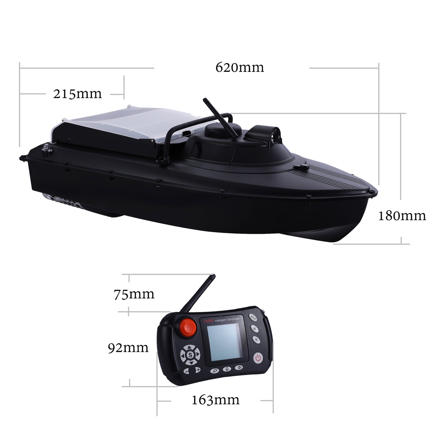 JABO2BG automatic navigation fish finder bait boat memorizes 16 feeding points and 11 languages